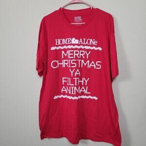 Home Alone Mens Red Merry Christmas Ya Filthy‎ Animal Graphic T Shirt Size XXL